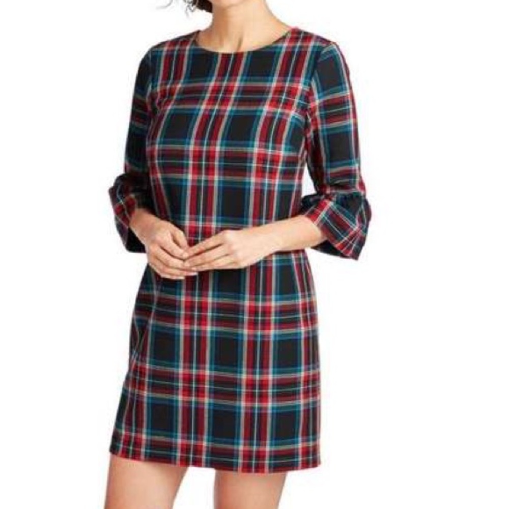 Vineyard Vines Jolly Plaid Greenwich Flutter Sleeve Shift Dress